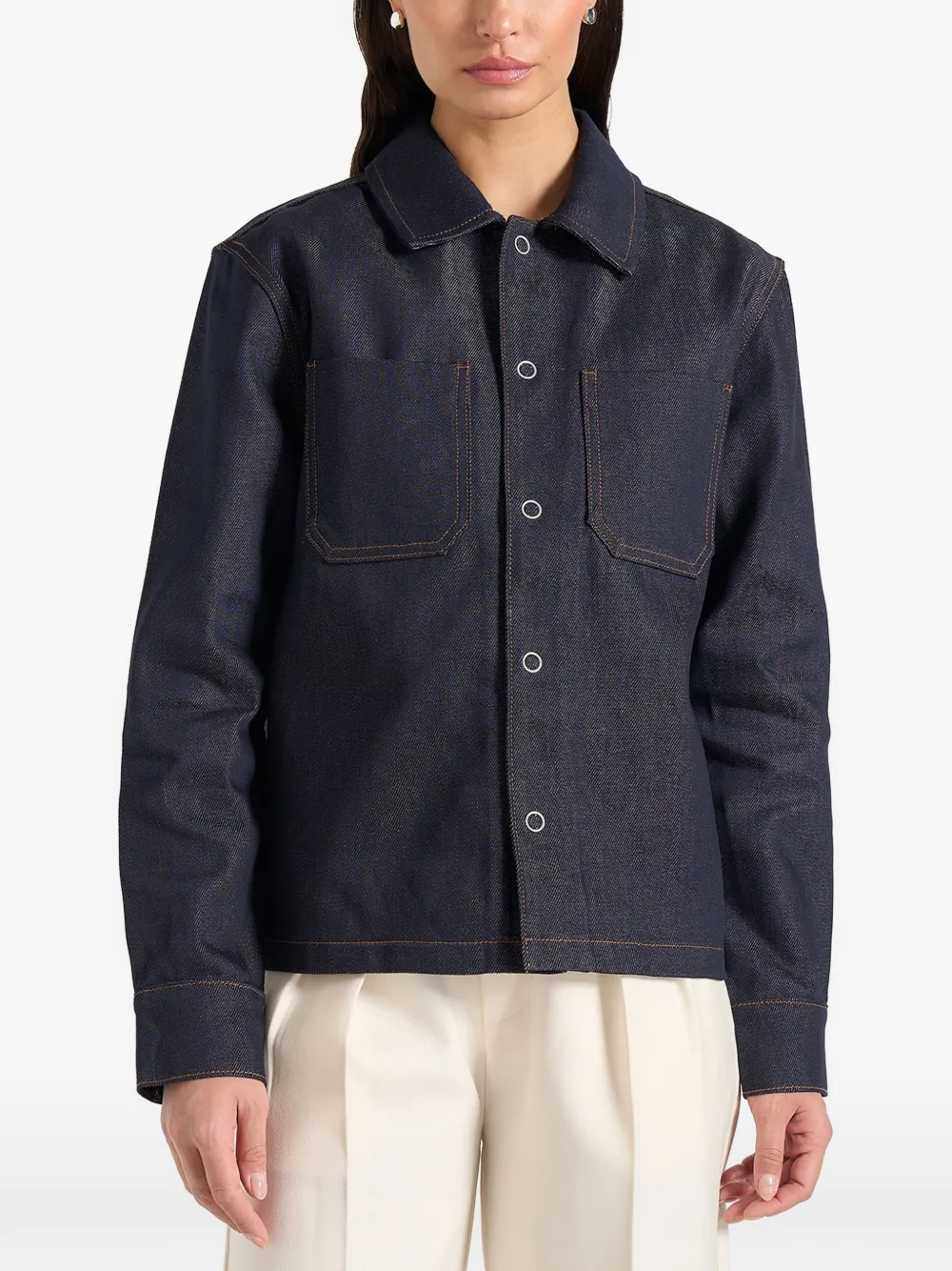 Manière De Voir Asher indigo denim shirt Blauw