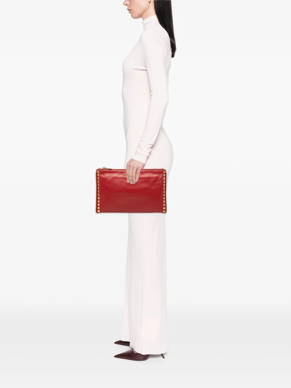 Miu Miu Pre-Owned 2010-2025 スタッズ レザー ジップ クラッチバッグ