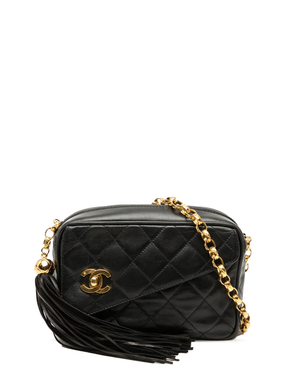 CHANEL Pre-Owned 1994-1996 Mini CC Quilted Lambskin Tassel Camera Bag crossbody bag - Nero
