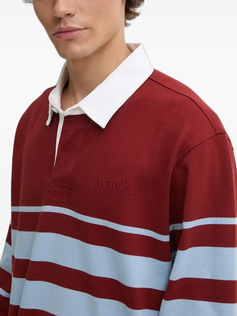 Levi's Union Rugby striped long-sleeve polo shirt Rood