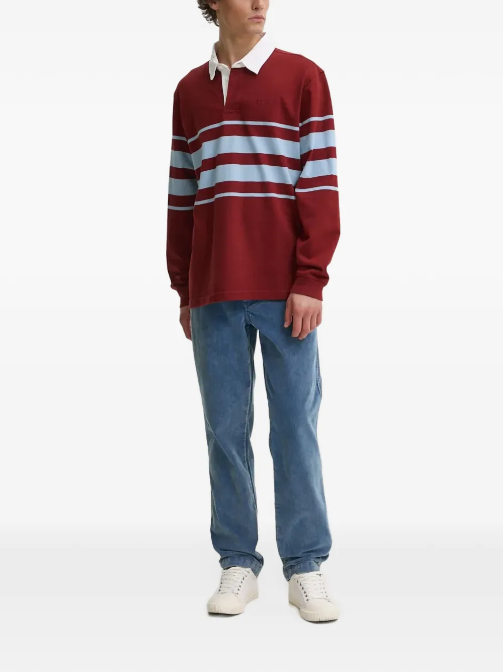 Levi's Union Rugby striped long-sleeve polo shirt Rood