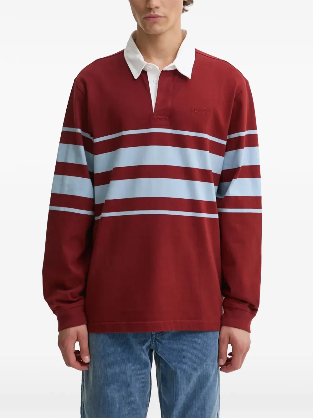Levi's Union Rugby striped long-sleeve polo shirt - Rosso