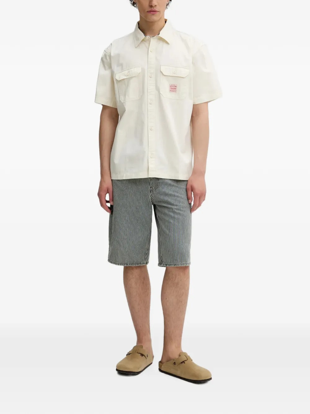 Levi's 568 gestreepte denim shorts Blauw