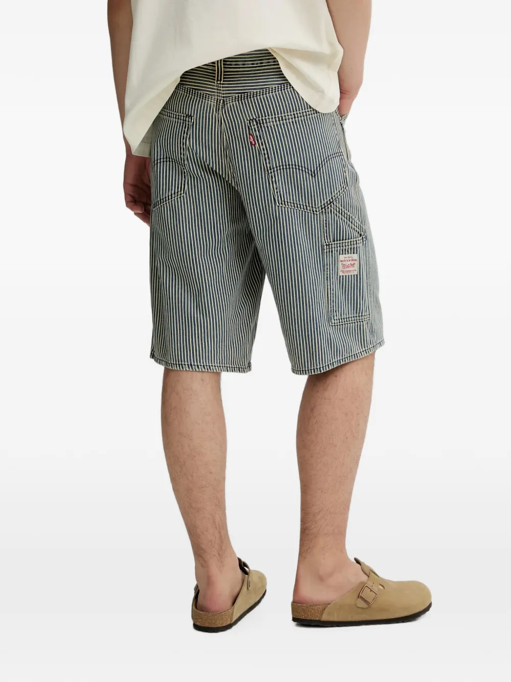 Levi's 568 gestreepte denim shorts Blauw