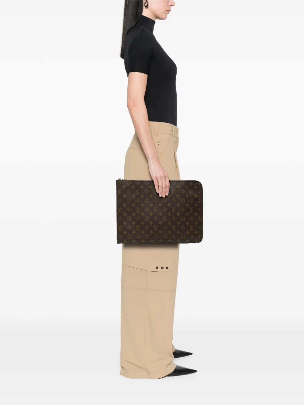 Louis Vuitton Pre-owned 1995 Monogram Poche Documents Portfolio Business Bag - Brown 