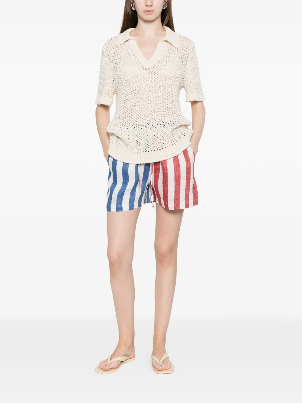  Susanna Blu Striped Drawstring Shorts - White 