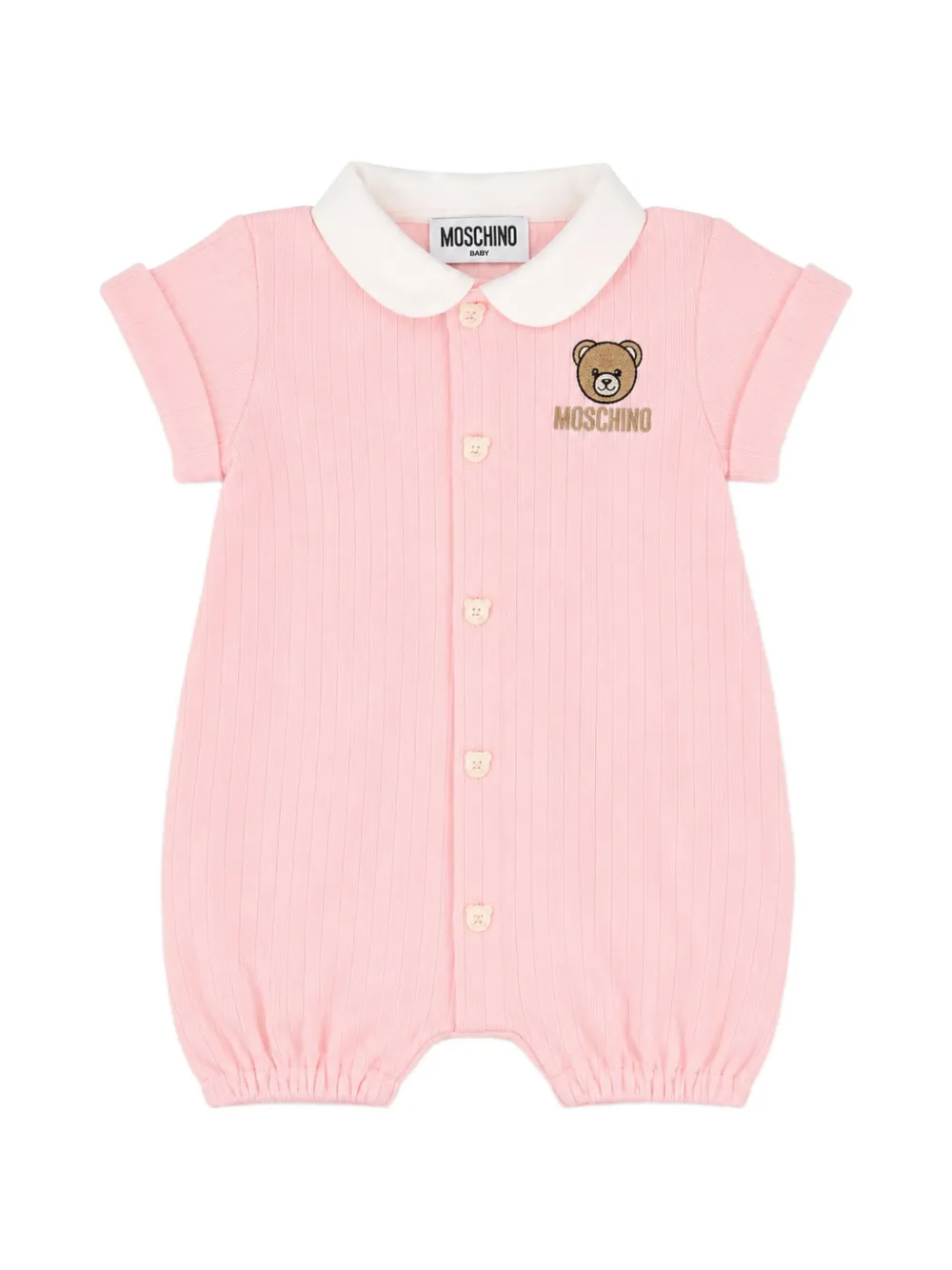 Moschino Kids Teddy Bear-patch romper - Rosa