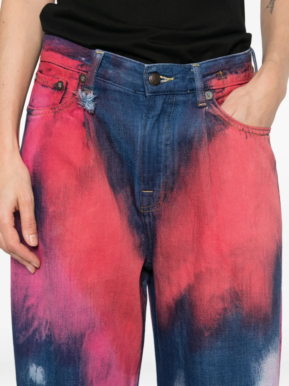 R13 Jeans met tie-dye print Roze