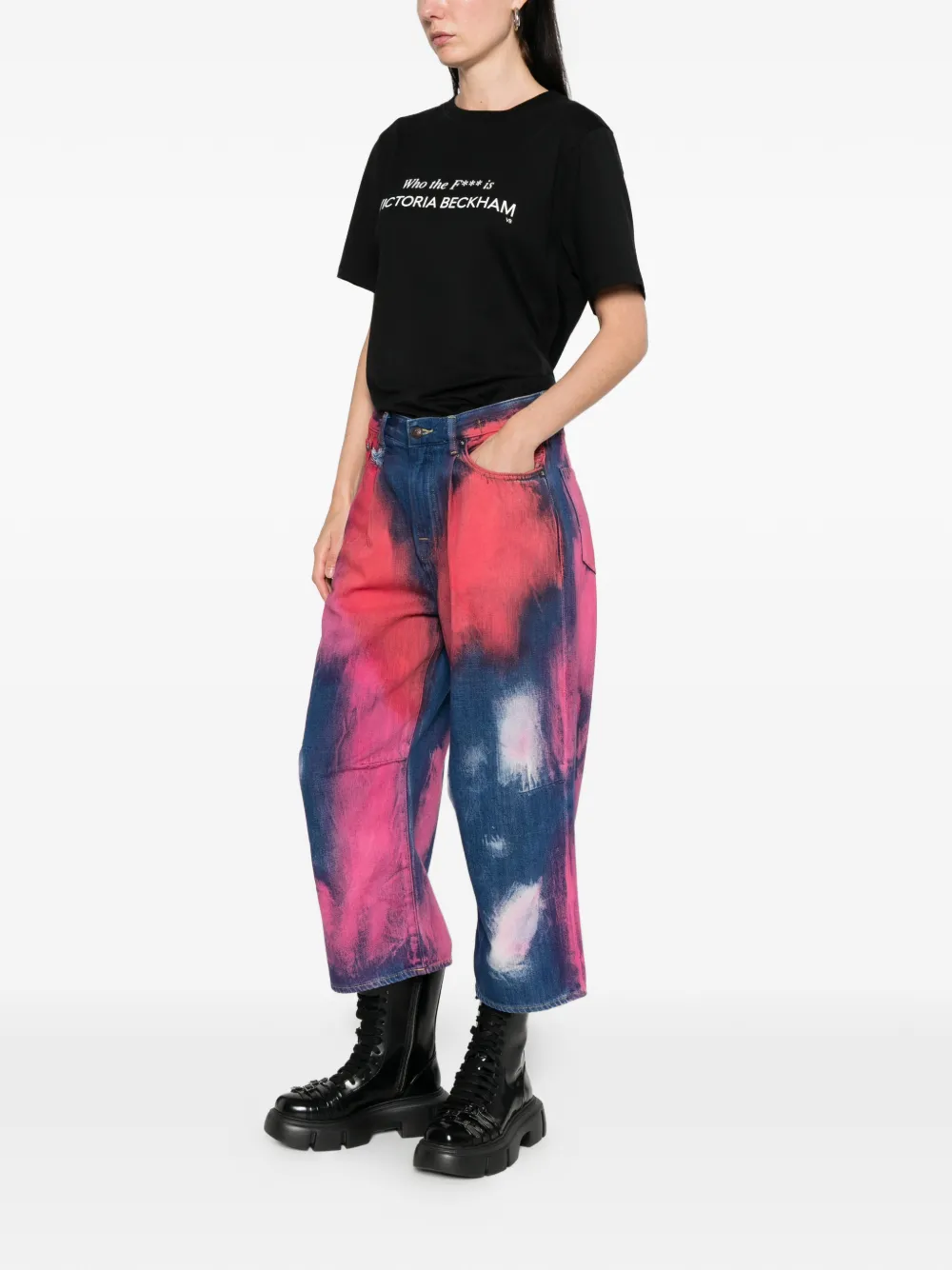 R13 Vaqueros Con Motivo Tie-dye - Rosa 