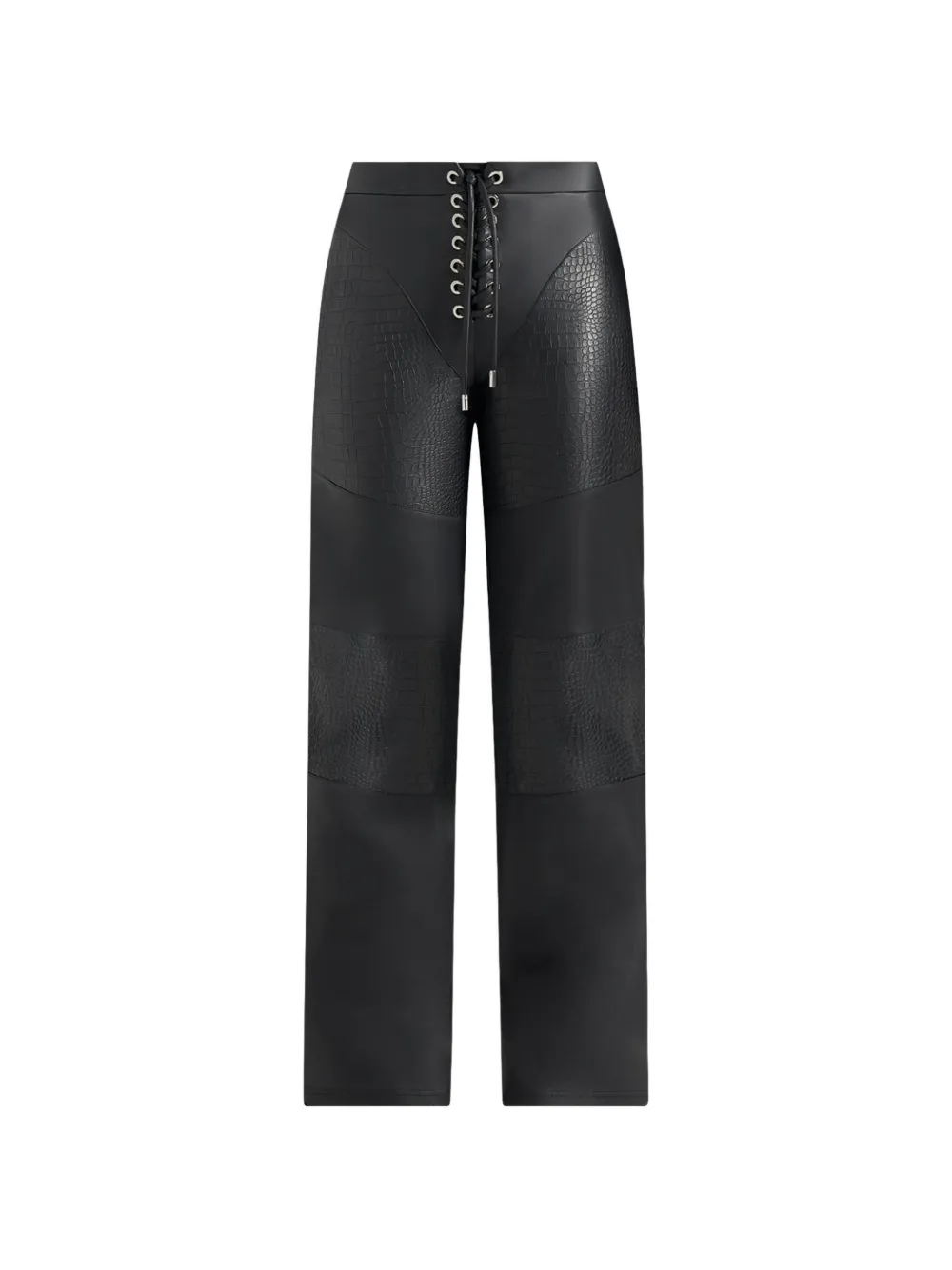 Manière De Voir Seren croc-embossed lace-up trousers - Nero