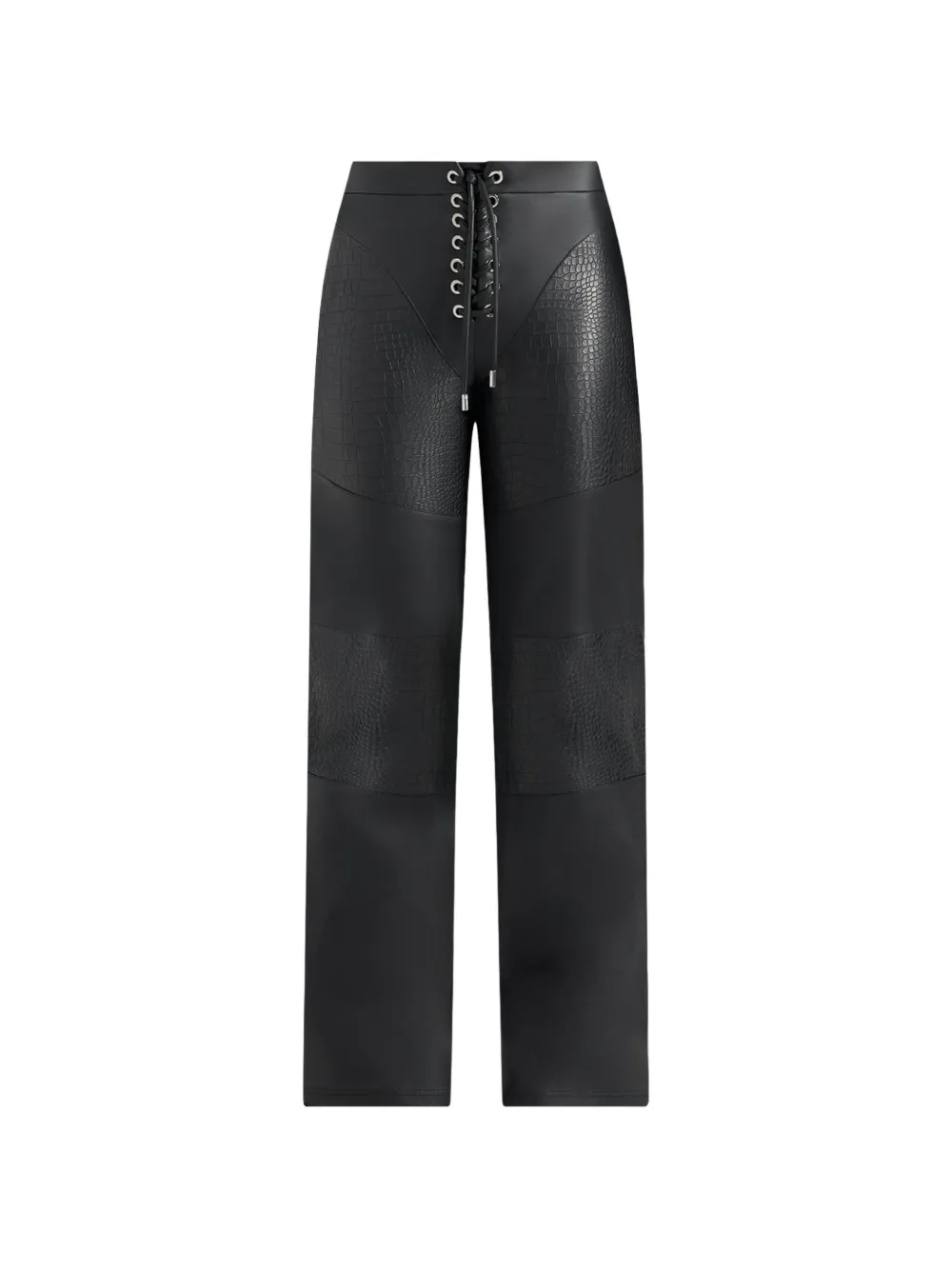 Manière De Voir Seren croc-embossed lace-up trousers - Schwarz