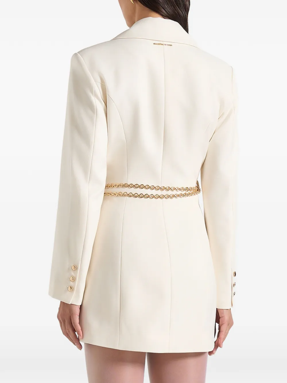 Manière De Voir Paloma blazerjurk met dubbele rij knopen en gebroken witte ketting Beige