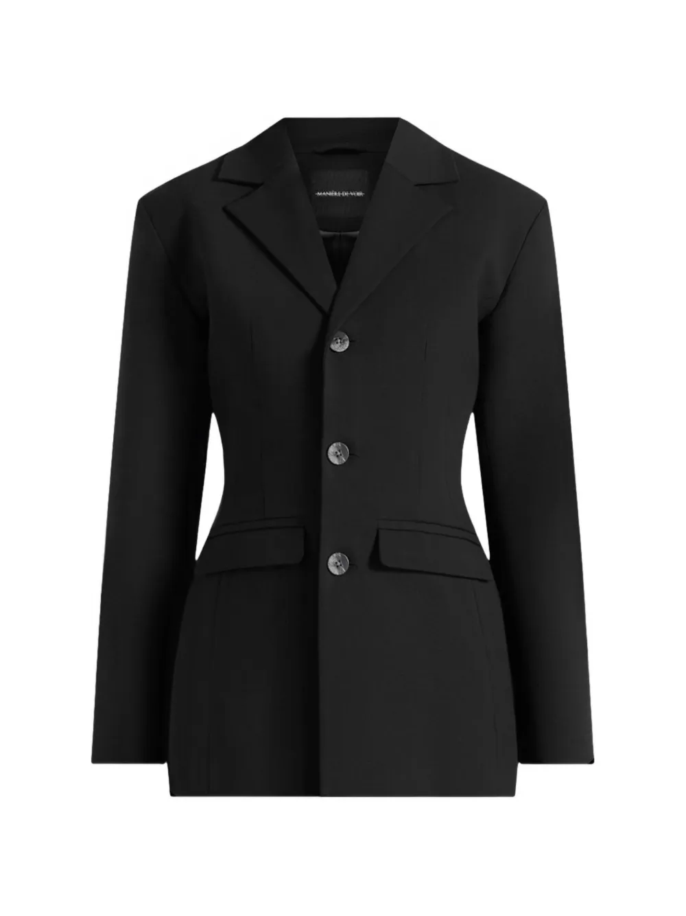 Manière De Voir Claire marble-button wide-shoulder blazer - Nero