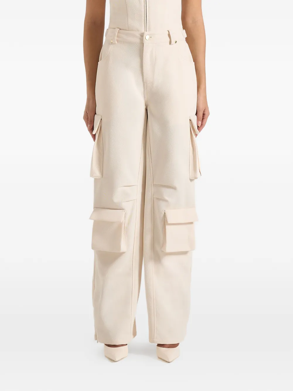 Manière De Voir Emilie high-waist twill cargo broek Beige