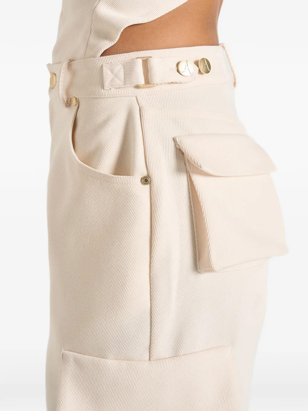 Manière De Voir Emilie high-waist twill cargo broek Beige
