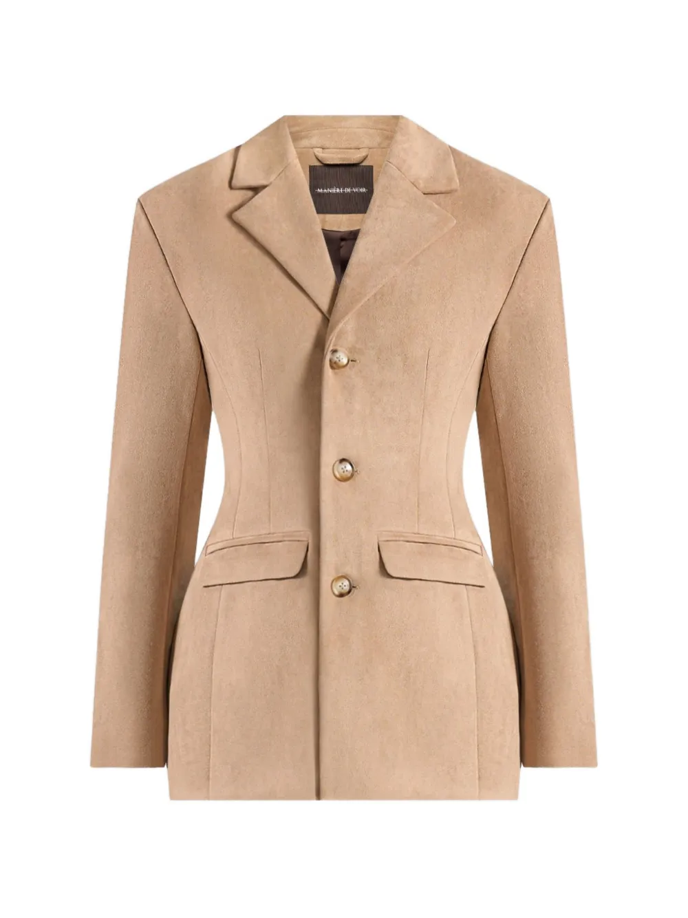 Manière De Voir Claire wide-shoulder marble-button blazer - Toni neutri