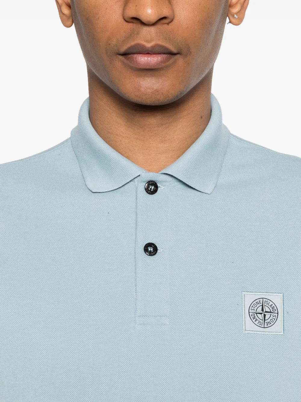 Stone Island Poloshirt met logopatch en knopen Blauw