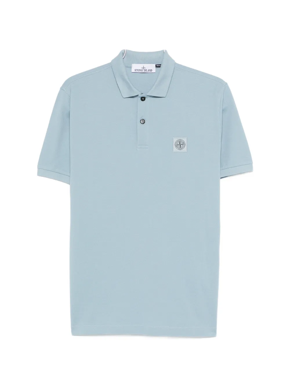 Stone Island buttoned logo-patch polo shirt - Blu