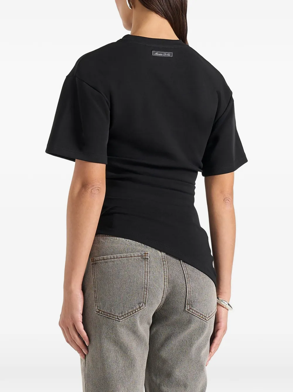 Manière De Voir Pauline asymmetrisch T-shirt met ruches Zwart
