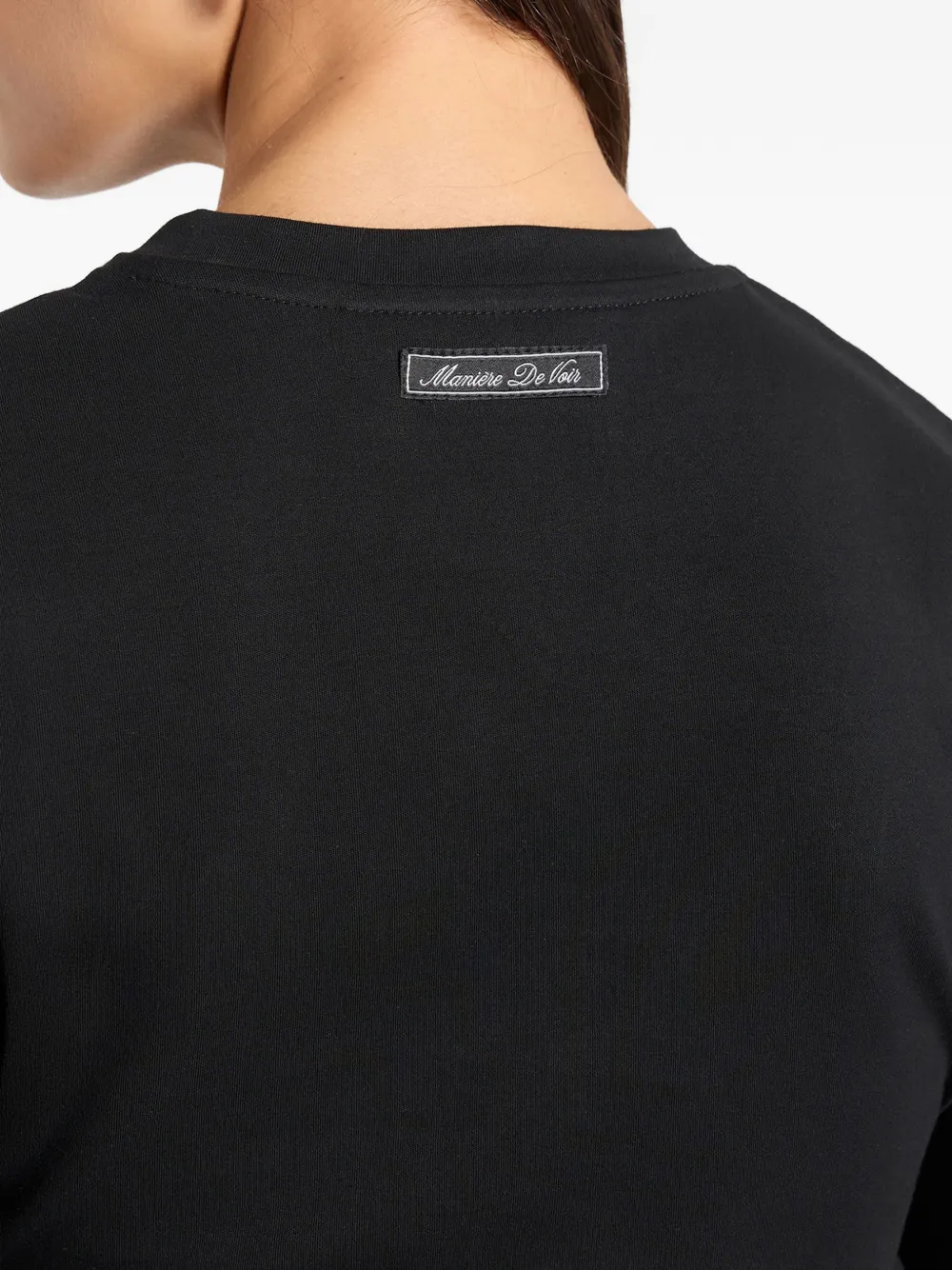 Manière De Voir Pauline asymmetrisch T-shirt met ruches Zwart
