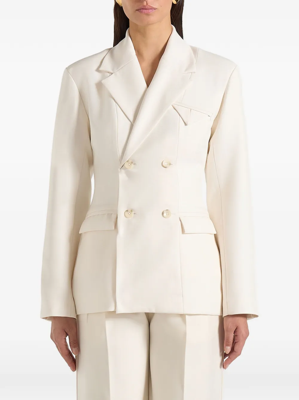 Manière De Voir Maia double-breasted marble-button blazer - Toni neutri