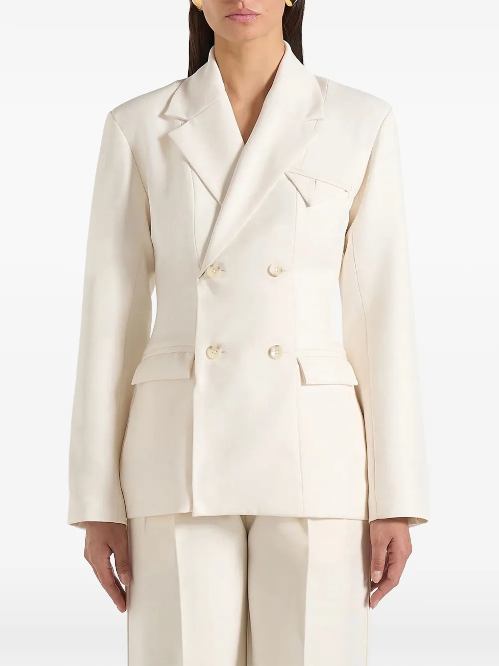 Manière De Voir Maia in gebroken witte blazer met dubbele borst Beige
