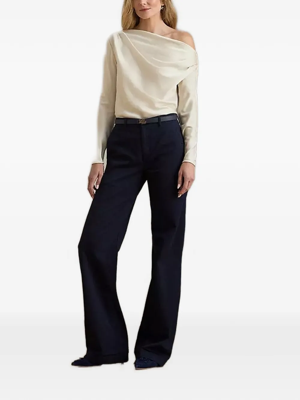  Lauren Ralph Lauren Draped Long-sleeve Blouse - Neutrals 