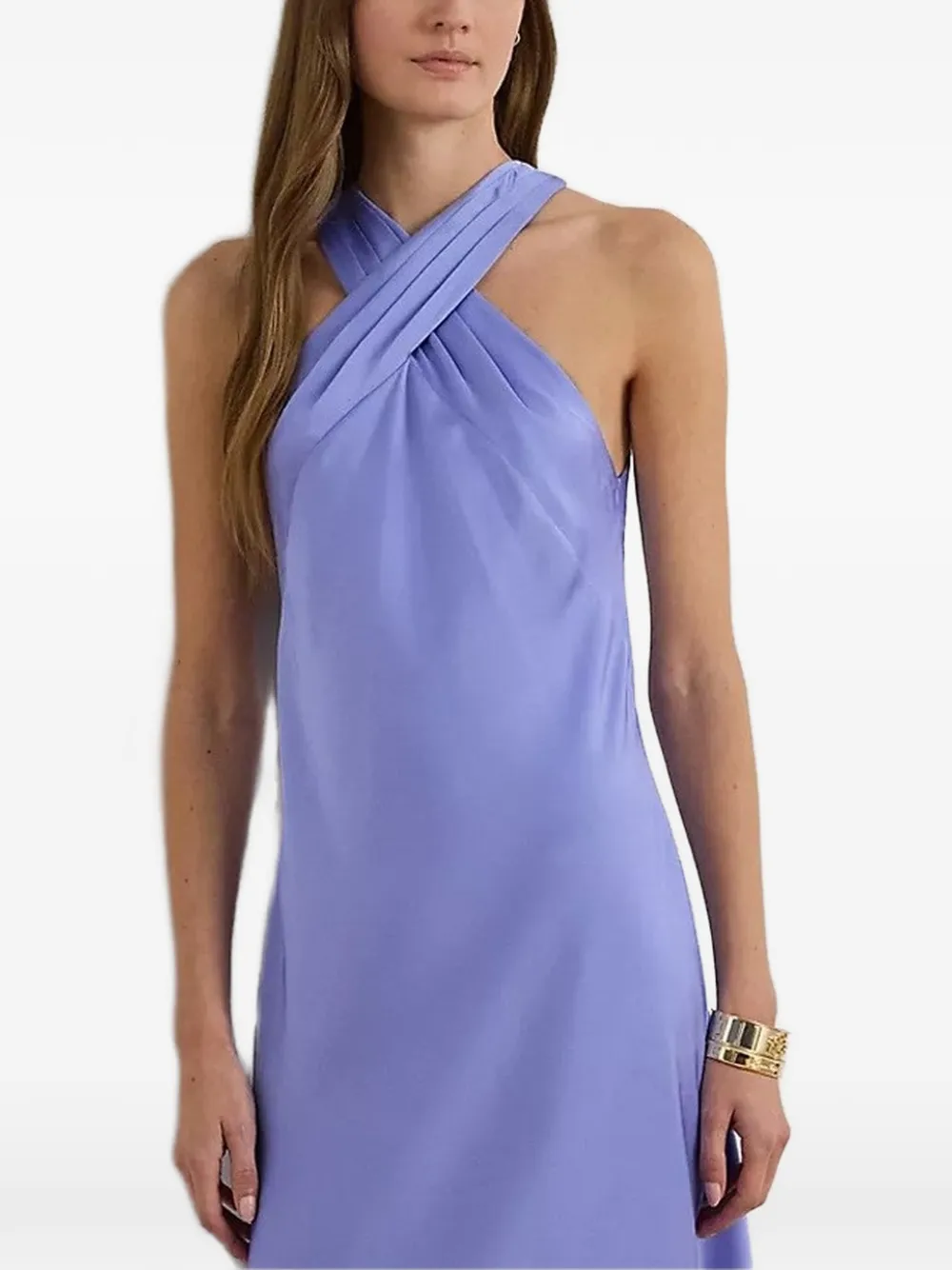 Lauren Ralph Lauren crossed halter midi dress - Blu