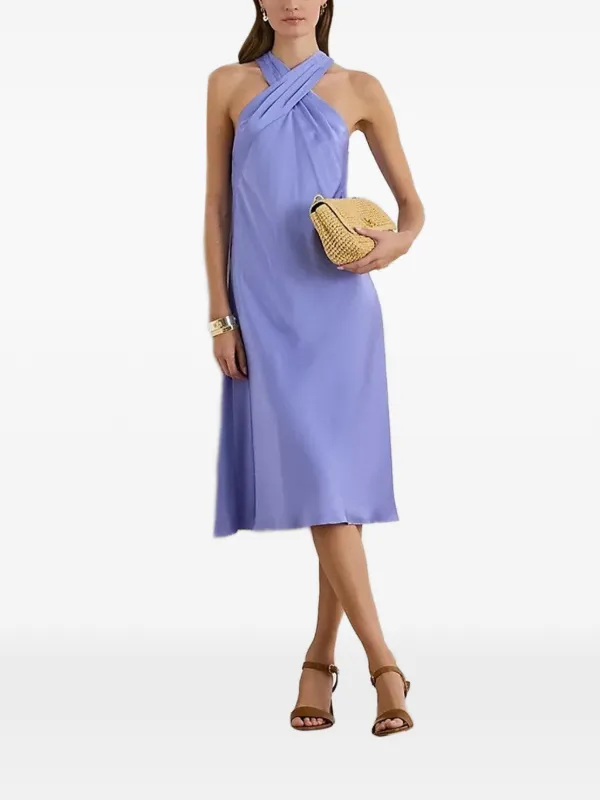 ralph lauren blue halter dress Lauren Crossed Midi | Chilton dress