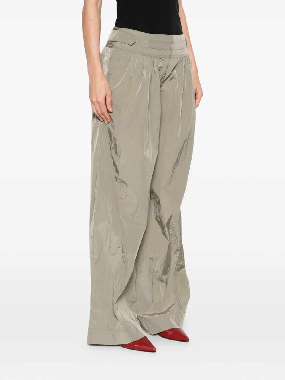  Iro Wanni Pleat Belt Trousers - Green 