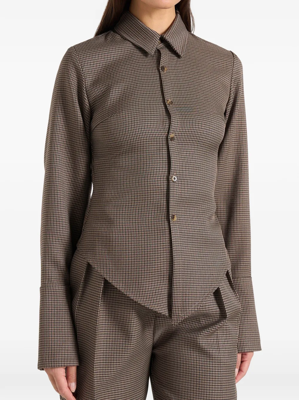 Manière De Voir Sonia blouse met pied-de-poule print Bruin