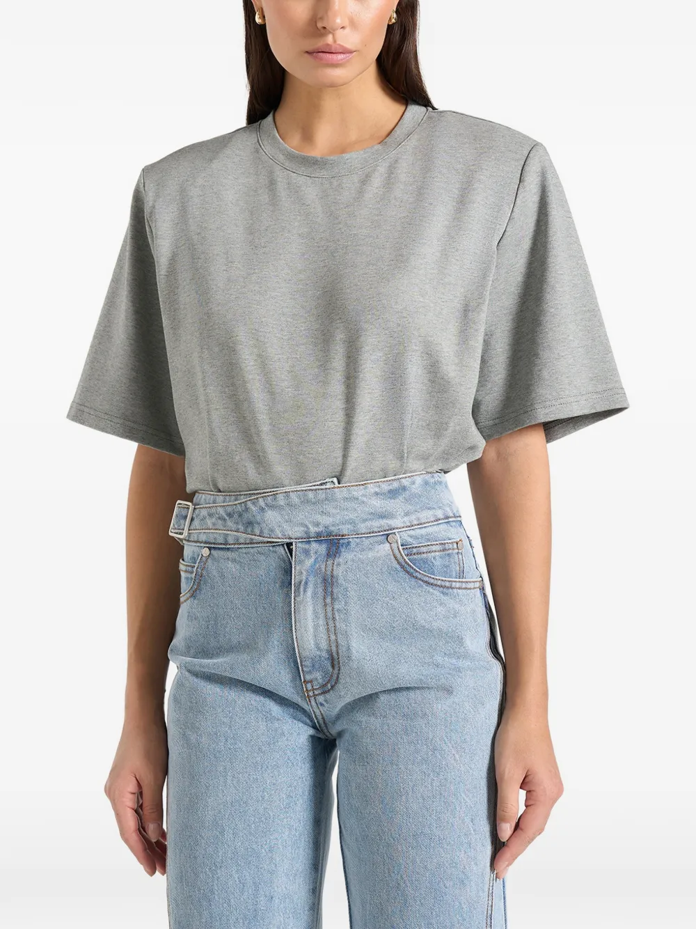 Manière De Voir Mia wide-shoulder T-shirt - Grigio