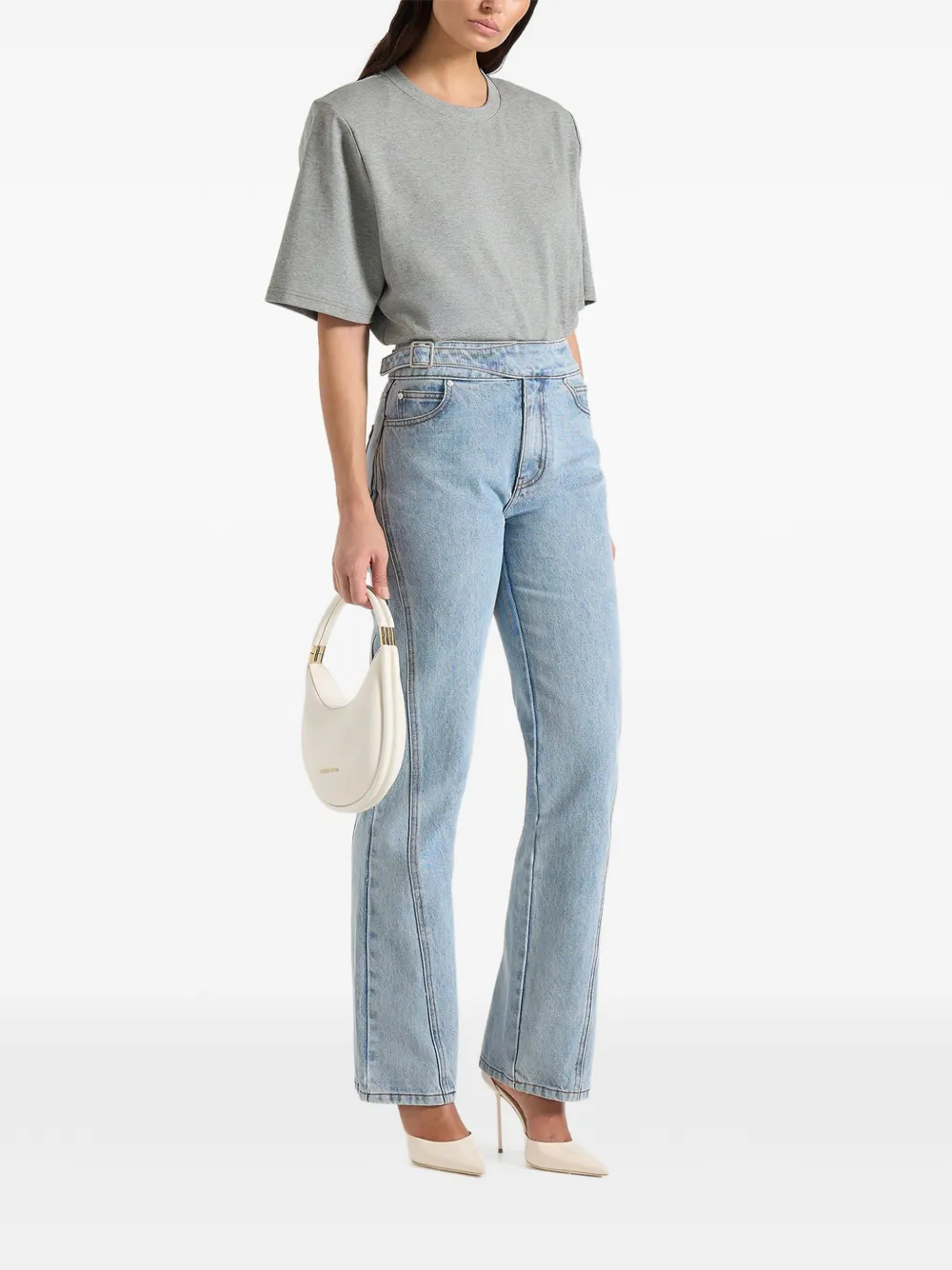  Manière De Voir Mia Wide-shoulder T-shirt - Grey 