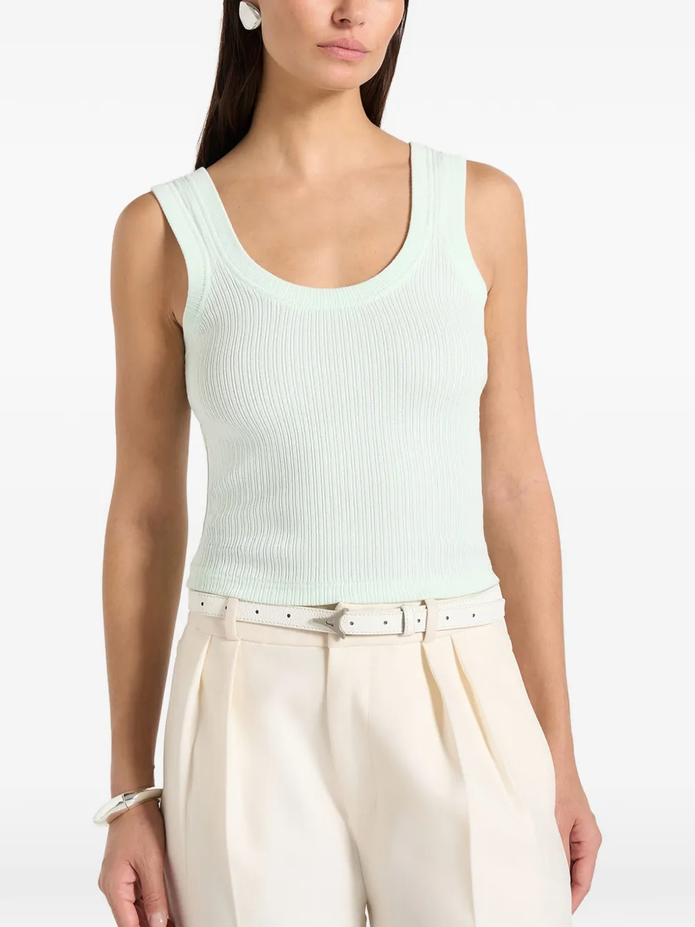 Manière De Voir Liane ribbed scoop-neck tank top - Verde