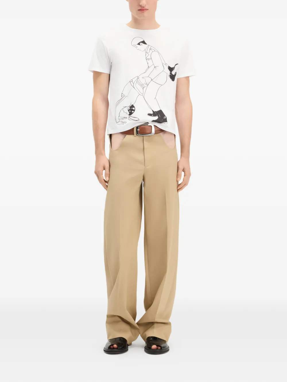 Jean Paul Gaultier Broek met open voorkant Beige