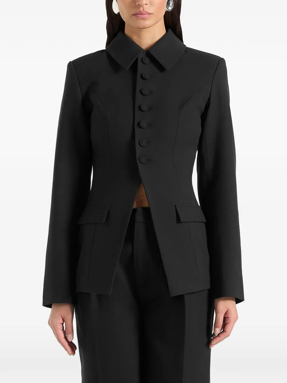Manière De Voir Harper detachable-collar cinched blazer - Nero