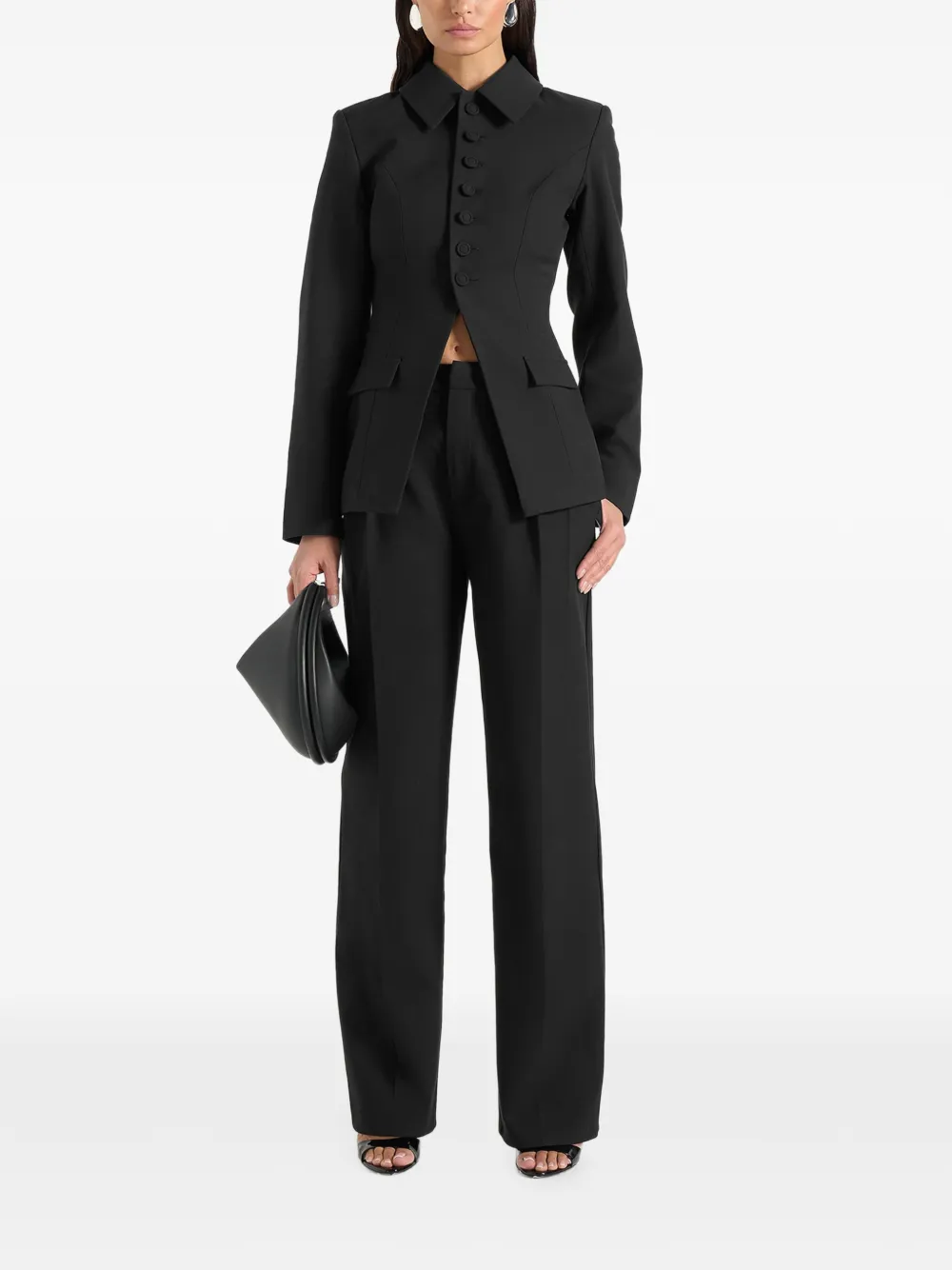  Manière De Voir Harper Detachable-collar Cinched Blazer - Black 