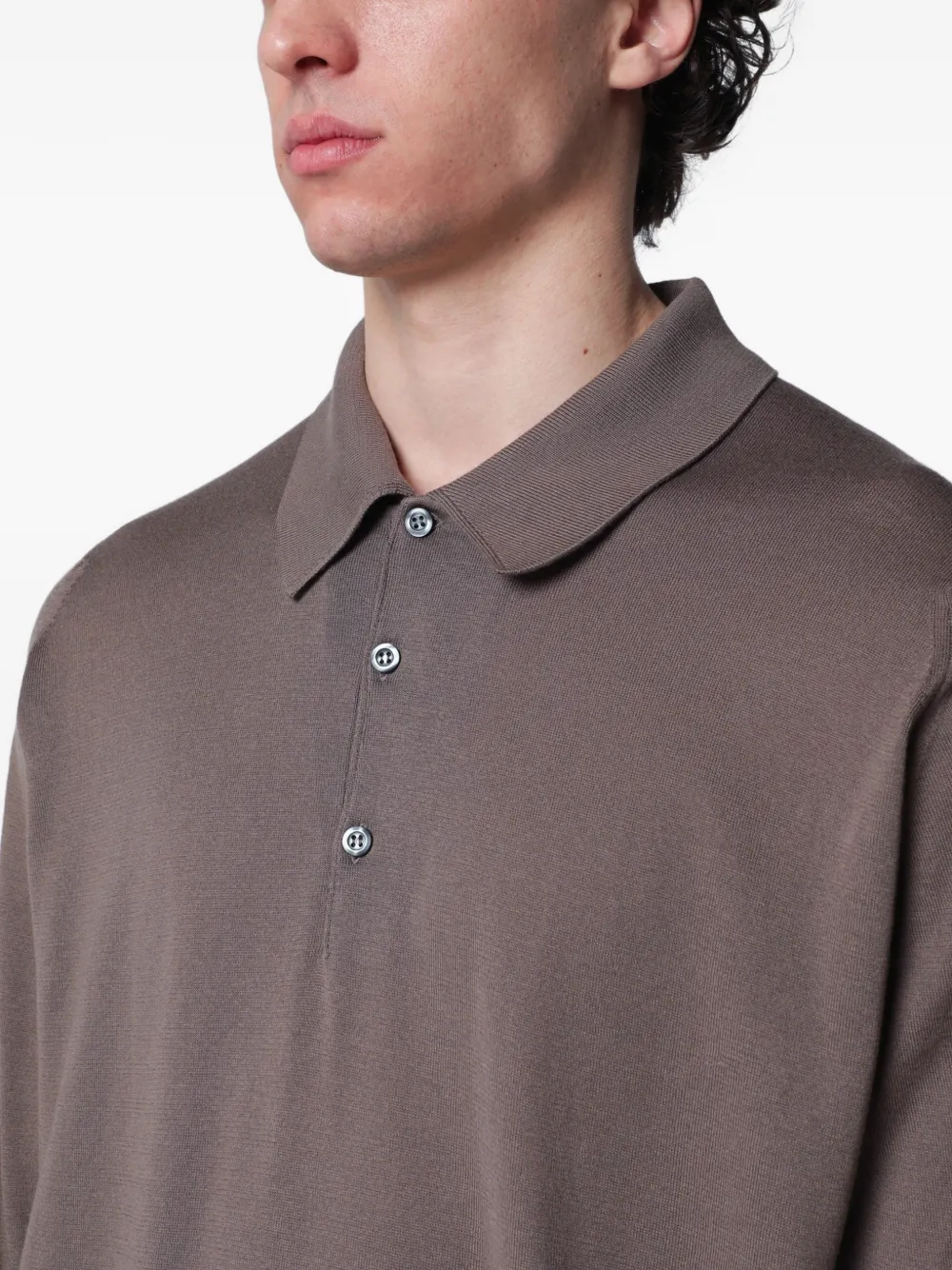John Smedley Finchley long-sleeve Polo Shirt | Brown | FARFETCH