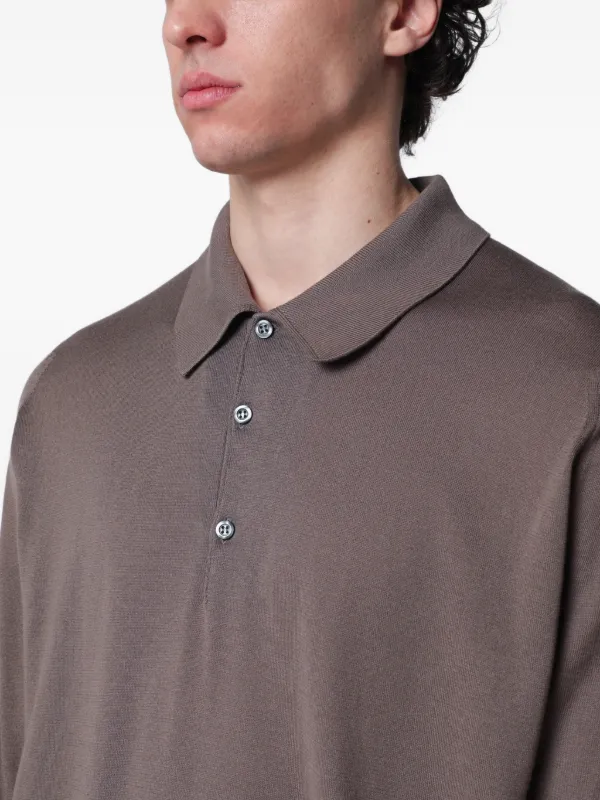 John Smedley Finchley long-sleeve Polo Shirt | Brown | FARFETCH
