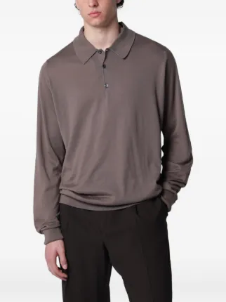 John Smedley Finchley long-sleeve Polo Shirt | Brown | FARFETCH