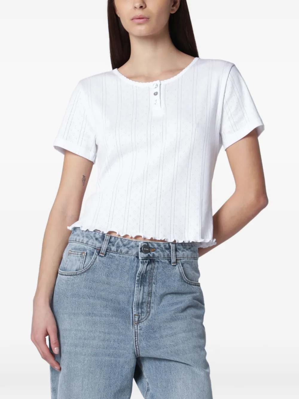 Róhe pointelle-knit T-shirt - Bianco