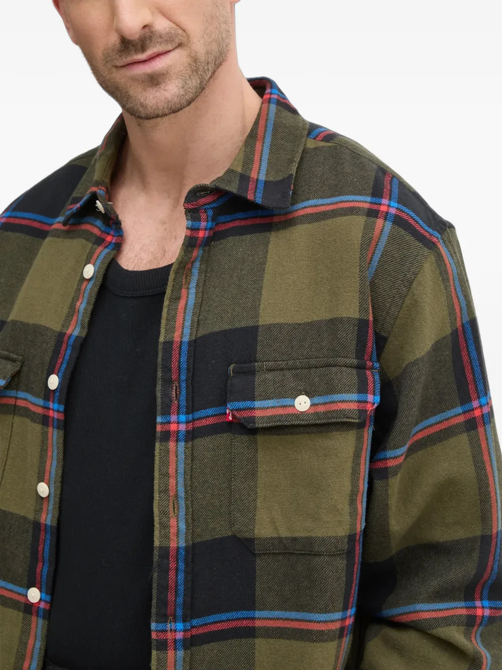 Levi's Jackson Worker geruit overhemd met zak Groen