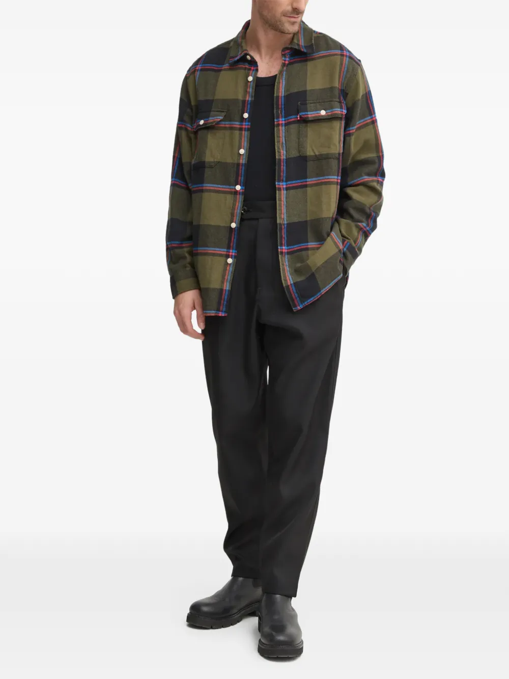 Levi's Jackson Worker geruit overhemd met zak Groen