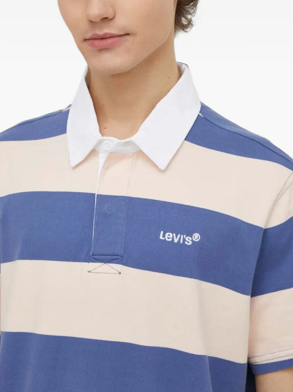 Levi's striped logo-embroidered polo shirt Blauw