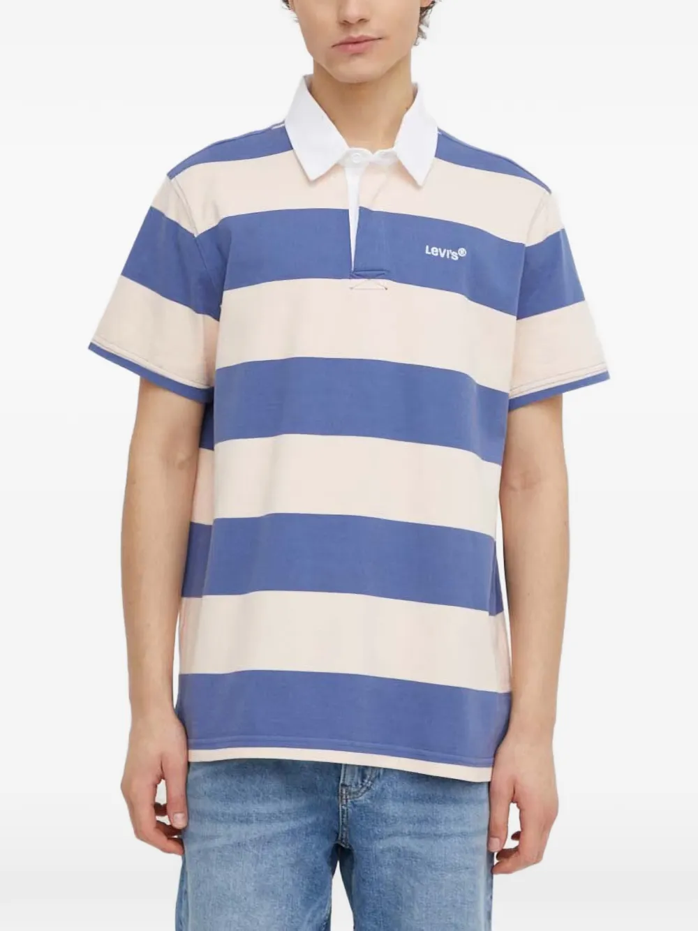 Levi's striped logo-embroidered polo shirt - Blu