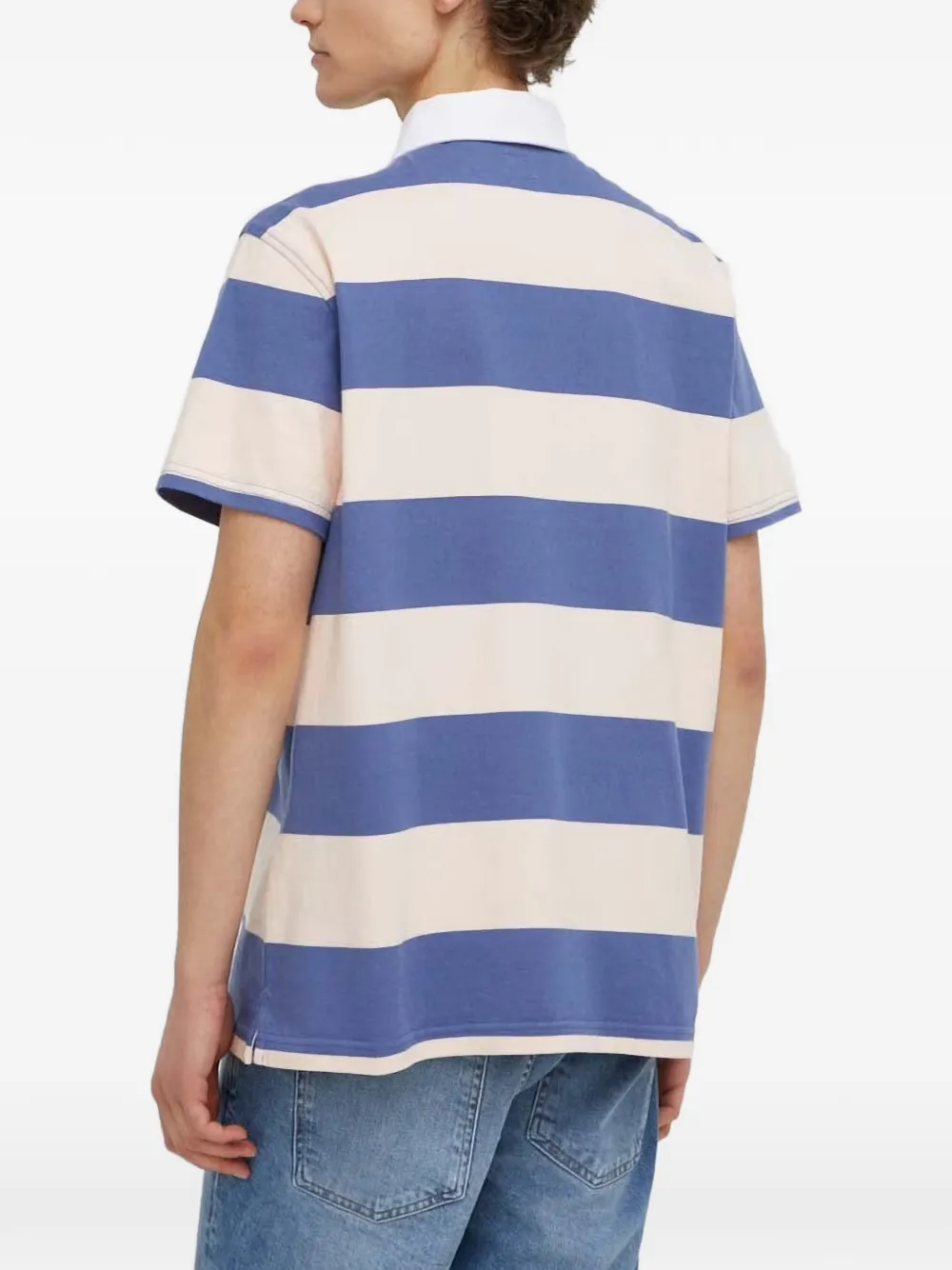Levi's striped logo-embroidered polo shirt Blauw
