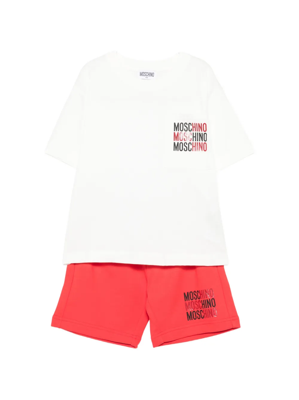 Moschino Kids logo-print pocket T-shirt and shorts - Rosso