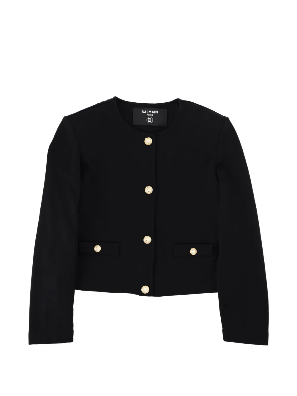 Balmain Kids embossed-button collarless jacket - Nero