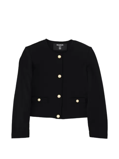 Balmain Kids embossed-button collarless jacket
