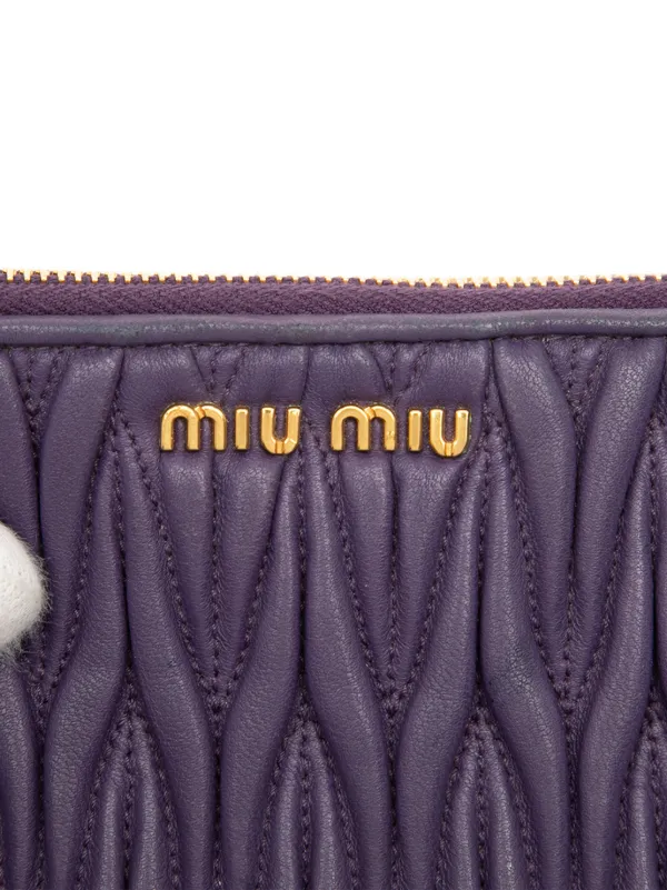 Miu Miu Pre-Owned 2010-2025 Matelasse Leather Pouch | Purple 